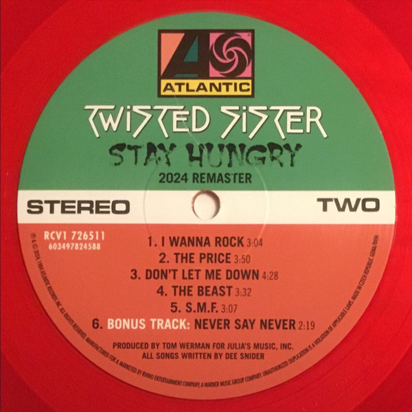 Vinyl Record Twisted Sister - Stay Hungry (40th Anniversary Edition,Translucent Red) - 2LP - img.4