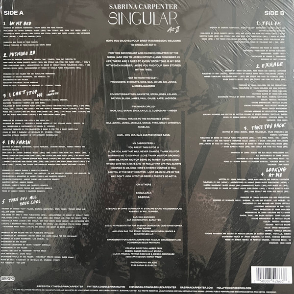 Vinyl Record Sabrina Carpenter – Singular Act II - LP - img.1