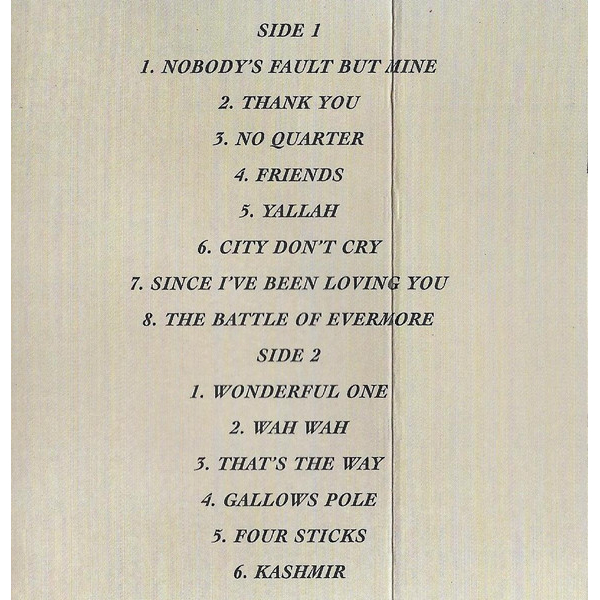Сassette Tape Jimmy Page & Robert Plant - No Quarter: Jimmy Page & Robert Plant Unledded - img.3
