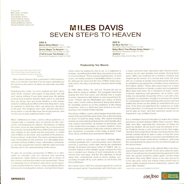 Vinyl Record Miles Davis – Seven Steps To Heaven (Limited Edition, Splatter White/Red) LP - img.3