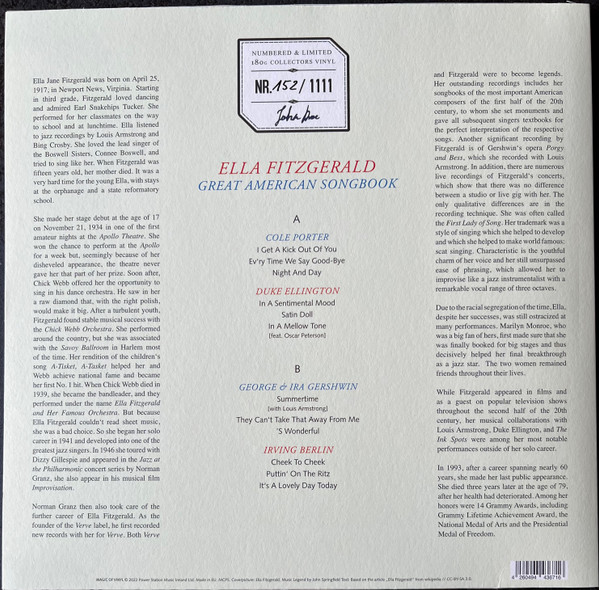 Vinyl Record Ella Fitzgerald – Great American Songbook - Red - LP - img.1