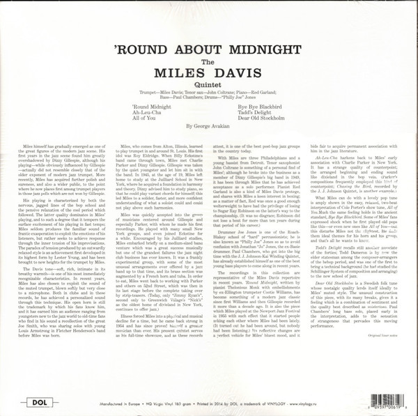 Vinyl Record Miles Davis – Round About Midnight (Coloured Blue) LP - img.1