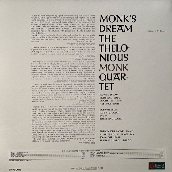 Vinyl Record Thelonious Monk - Monks Dream (Clear/White Splatter) LP - img.2