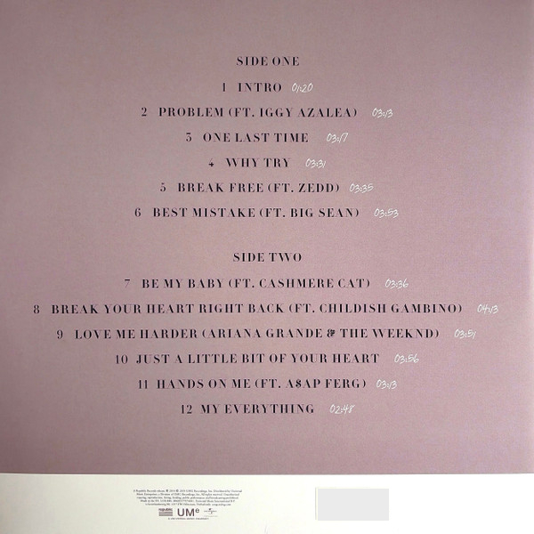 Vinyl Record Ariana Grande - My Everything (Lavender With Blue Marble) LP - img.4