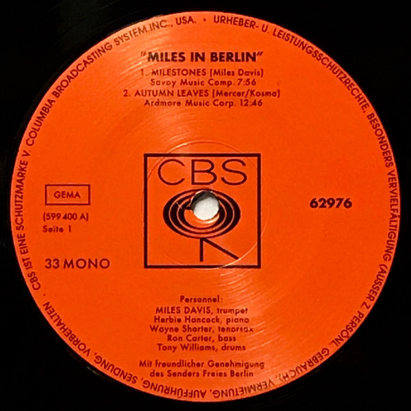 Vinyl Record Miles Davis - Miles In Berlin - img.2