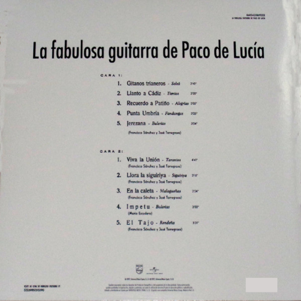 Vinyl Record Paco De Lucía – La Fabulosa Guitarra De Paco De Lucía LP - img.1