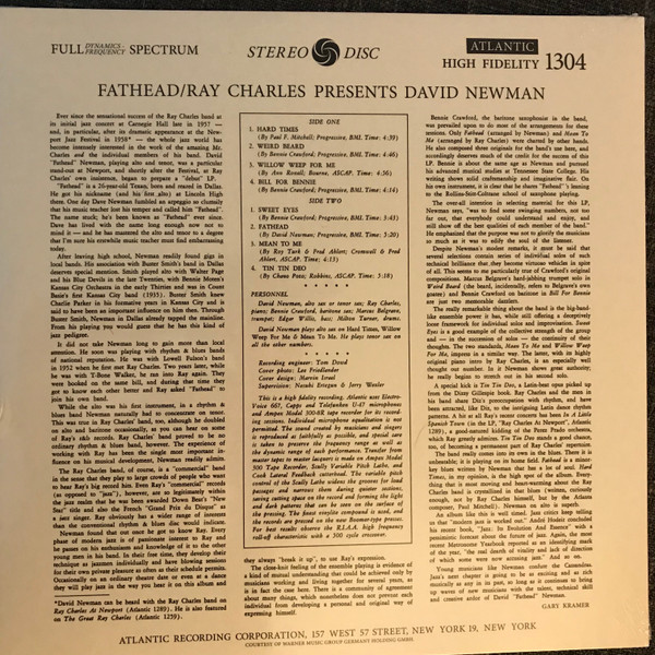 Vinyl Record Ray Charles Presents David Newman – Fathead - LP - img.1