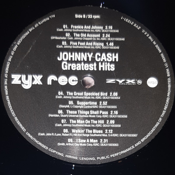 Vinyl Record Johnny Cash – Greatest Hits (2023) LP - img.3