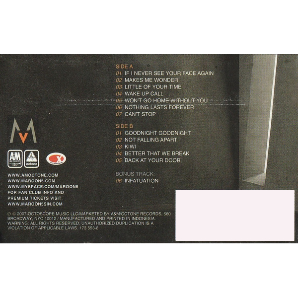 Сassette Tape Maroon 5 - It Wont Be Soon Before Long - img.2