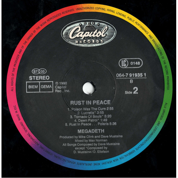 Vinyl Record Megadeth - Rust In Peace LP - img.3