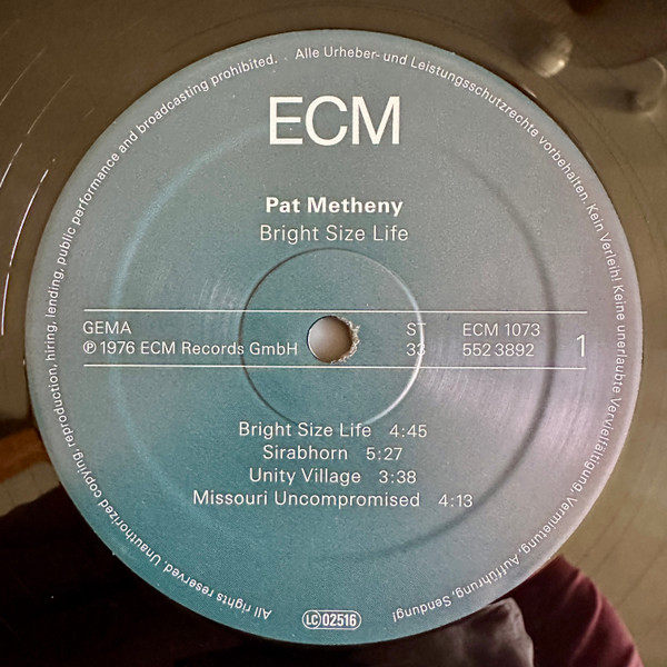 Vinyl Record Pat Metheny – Bright Size Life LP - img.6