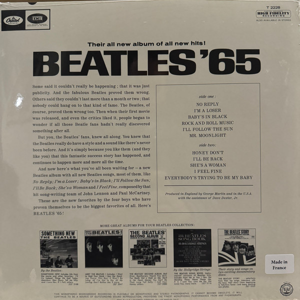 Vinyl Record The Beatles – Beatles '65 LP - img.1