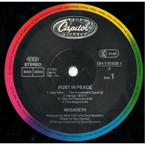 Vinyl Record Megadeth - Rust In Peace LP - img.2