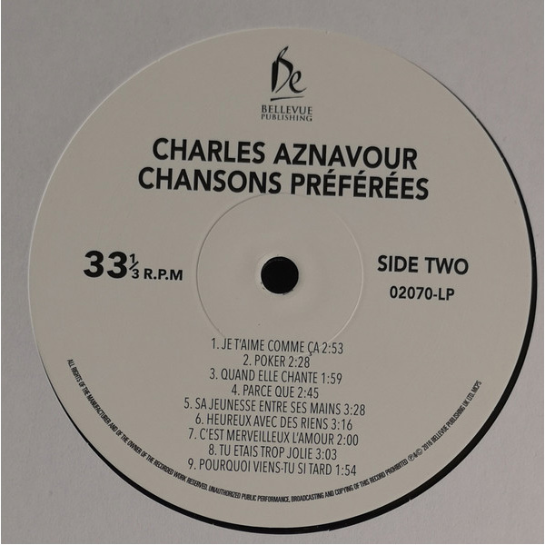 Vinyl Record Charles Aznavour – Chansons Preferees LP - img.3