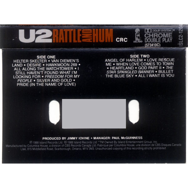 Сassette Tape U2 - Rattle And Hum - img.2