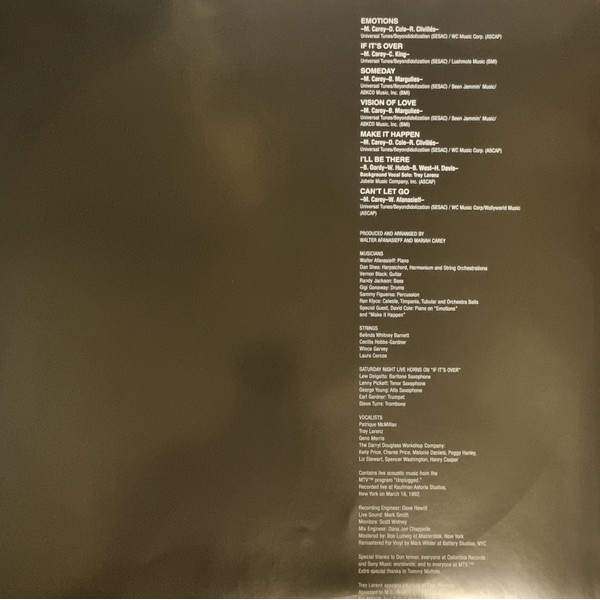 Vinyl Record Mariah Carey – MTV Unplugged LP - img.2