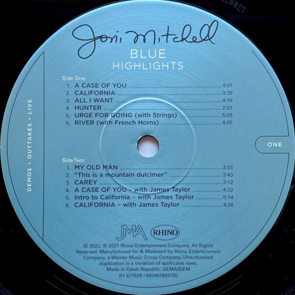 Vinyl Record Joni Mitchell - Blue Highlights Demos Outttakes Live LP - img.2