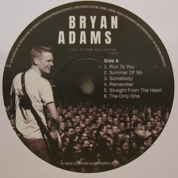 Vinyl Record Bryan Adams – Live At The Palladium 1985 (Live Radio Broadcast) (180 Gram Black) LP - img.2