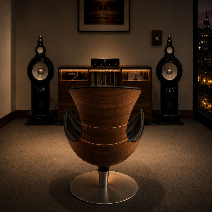 Listening Chair Bruunmunch Lobster Steel Powder Walnut Black Semianiline Leather / Black Vidar - img.3