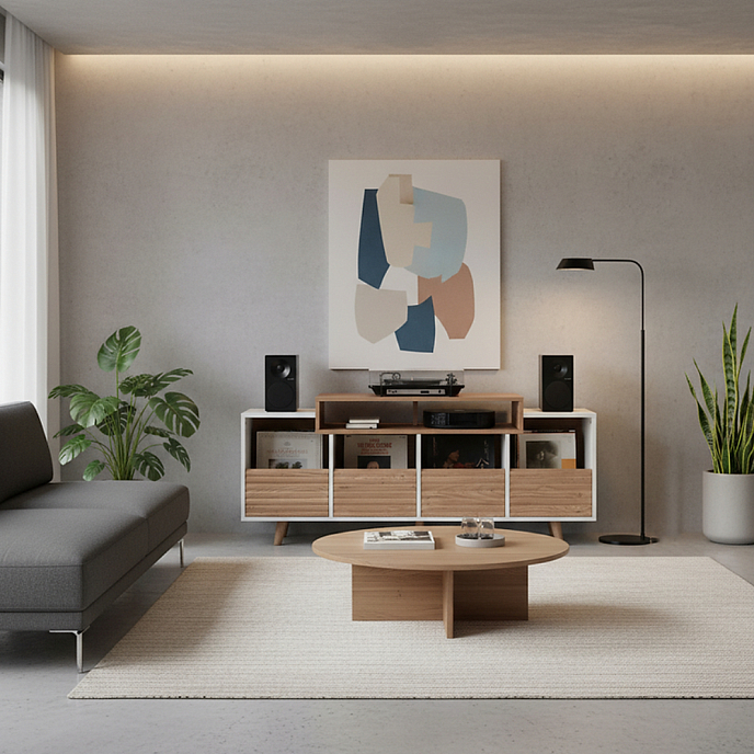Hi-Fi Stand NorStone Oslo Vinyl 1600 White/Light Oak - img.5