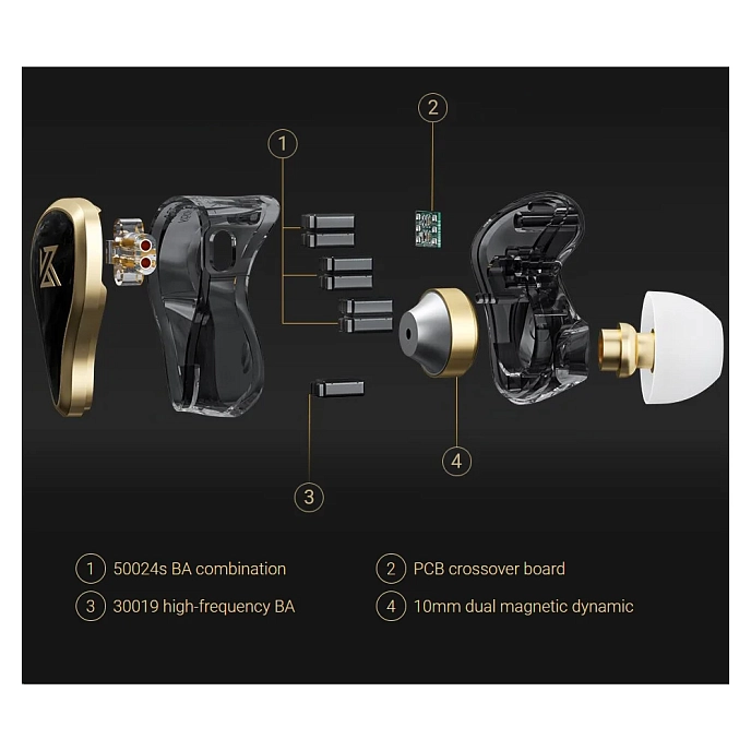 In-ear headphones KZ ZAS with Mic Black - img.2