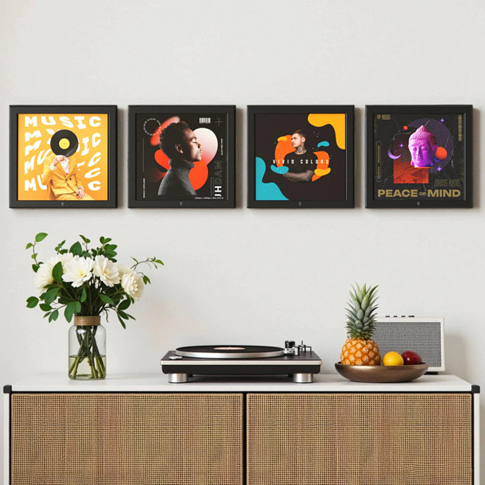 Vinyl record frame HumminGuru Will Display Record Frame (Set of 4) Black - img.3
