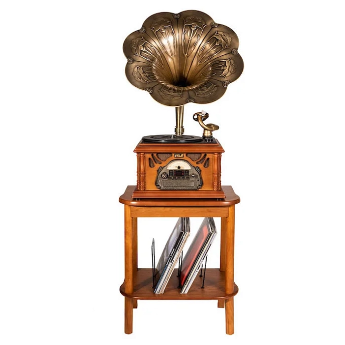 Turntable MJI Audio Gramophone Classic Bronze Horn Turntable MJI-651 + Stand Table - img.1