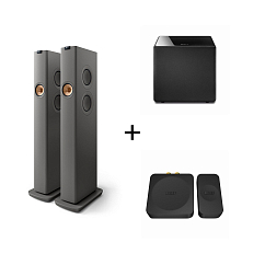 Kit KEF LS60 Wireless Titanium Grey + Kube 8B Subwoofer + KW1 Kit