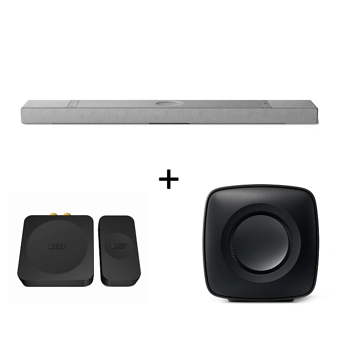 Kit KEF XIO Soundbar Grey + KC62 Carbon Black + KW1 Kit - img.0