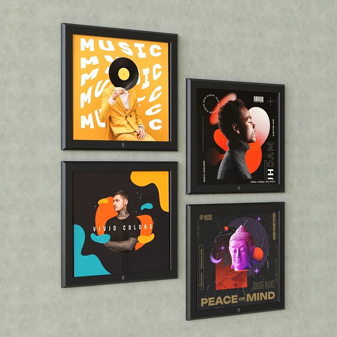 Vinyl record frame HumminGuru Will Display Record Frame (Set of 4) Black - img.1