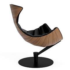 Listening Chair Bruunmunch Lobster Black Powder Base Walnut Veneer Black Semianiline Leather / Black Vidar