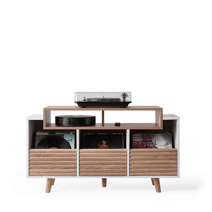 Hi-Fi Stand NorStone Oslo Vinyl 1200 White/Light Oak - img.1