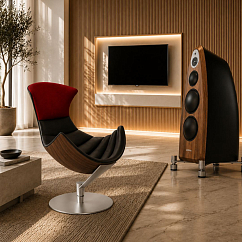 Listening Chair Bruunmunch Lobster Steel Base Basefully Upholstered Black / Red Vidar