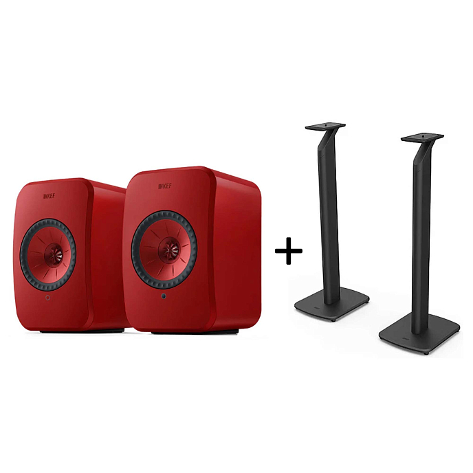 Bookshelf speakers KEF LSX II Lava Red + KEF S1 Floor Stand Black - img.0