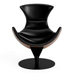 Listening Chair Bruunmunch Lobster Black Powder Base Walnut Veneer Black Semianiline Leather / Black Vidar