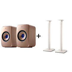 Kit KEF LSX II Soundwave + KEF S1 Floor Stand Mineral White