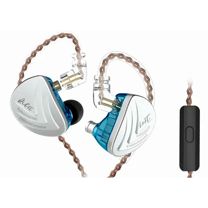 In-ear headphones KZ AS16 with Mic Blue - img.0