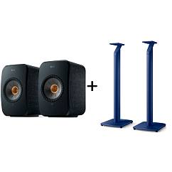 Kit KEF LSX II Carbon Black + KEF S1 Floor Stand Cobalt Blue