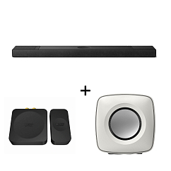 Kit KEF XIO Soundbar Black + KC62 Mineral White + KW1 Kit