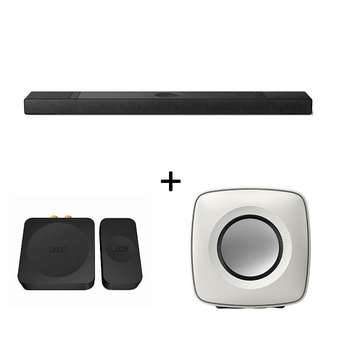 Kit KEF XIO Soundbar Black + KC62 Mineral White + KW1 Kit - img.0