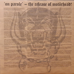 Vinyl Record Motorhead – On Parole LP