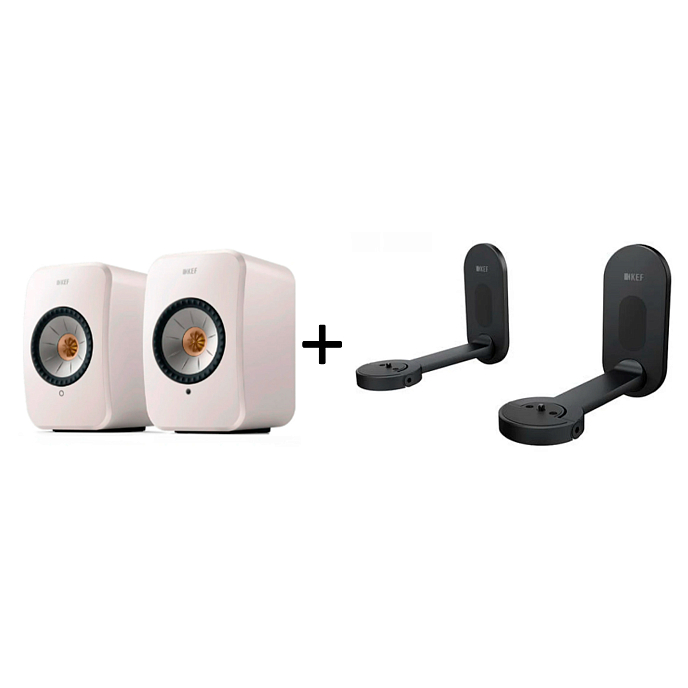 Kit KEF LSX II Mineral White + KEF B1 Wall Bracket Black - img.0
