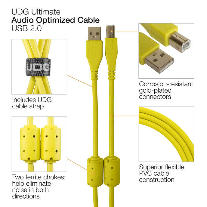 Cable UDG Ultimate Audio Cable USB-A - USB-B 3m Angled Yellow - img.6