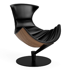Listening Chair Bruunmunch Lobster Black Powder Base Walnut Veneer Black Semianiline Leather / Black Vidar