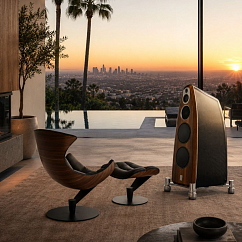 Listening Chair Bruunmunch Lobster Black Powder Coated Base Walnut Veneer Black Semianiline Leather/ Red Vidar