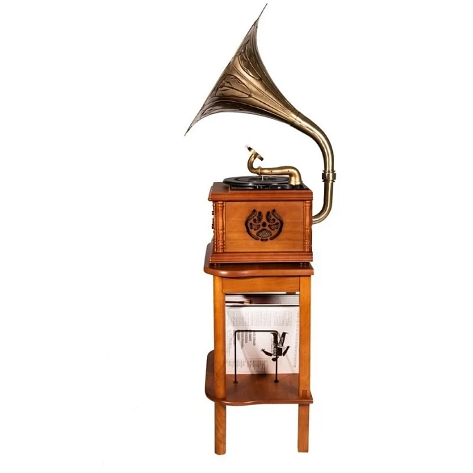 Turntable MJI Audio Gramophone Classic Bronze Horn Turntable MJI-651 + Stand Table - img.2