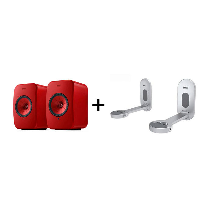Kit KEF LSX II Lava Red + KEF B1 Wall Bracket Silver - img.0