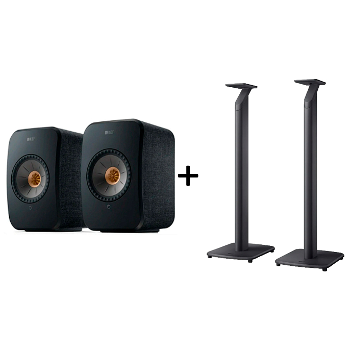 Kit KEF LSX II Carbon Black + KEF S1 Floor Stand Grey - img.0