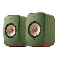Bookshelf speakers KEF LSX II Olive Green + KEF S1 Floor Stand Black