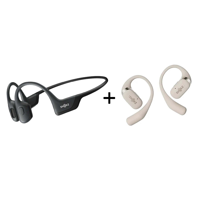 Headphones After Shokz OpenRun Pro Black + After Shokz OpenFit Beige - img.0